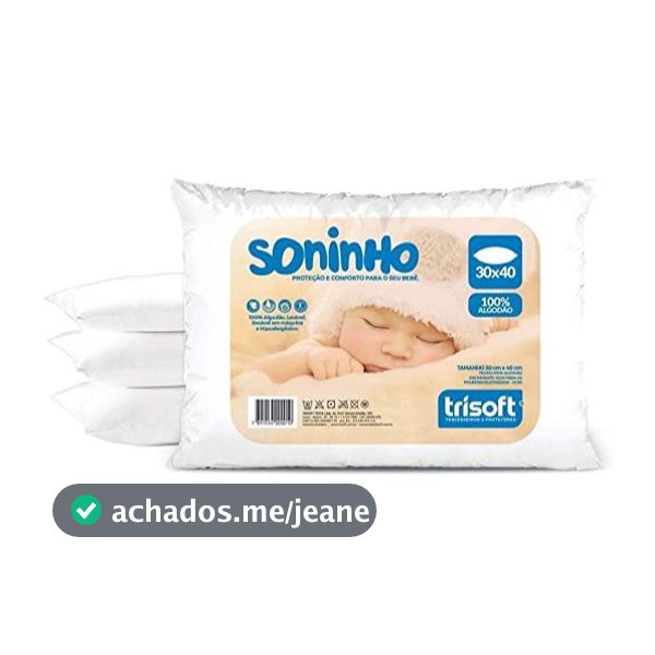 Travesseiro Bebê Infantil 30x40cm Algodão Macio Antialérgico Soninho Criança Berço Macio Confortável