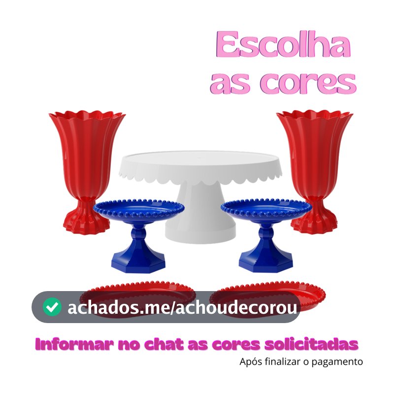 Kit Mesa 7 Peças Doces Boleira Doces Festa Aniversário Escolha as Cores