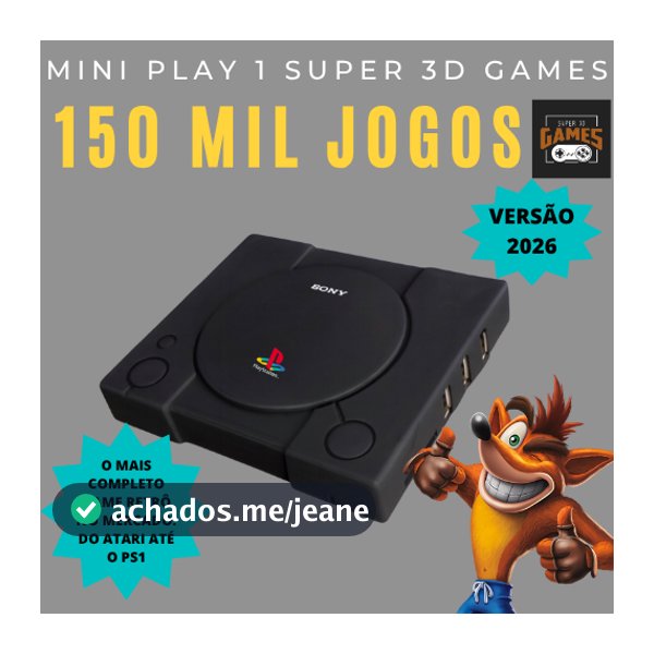 Super video game PS1 Classico Preto 150 mil jogos Super 3D Games