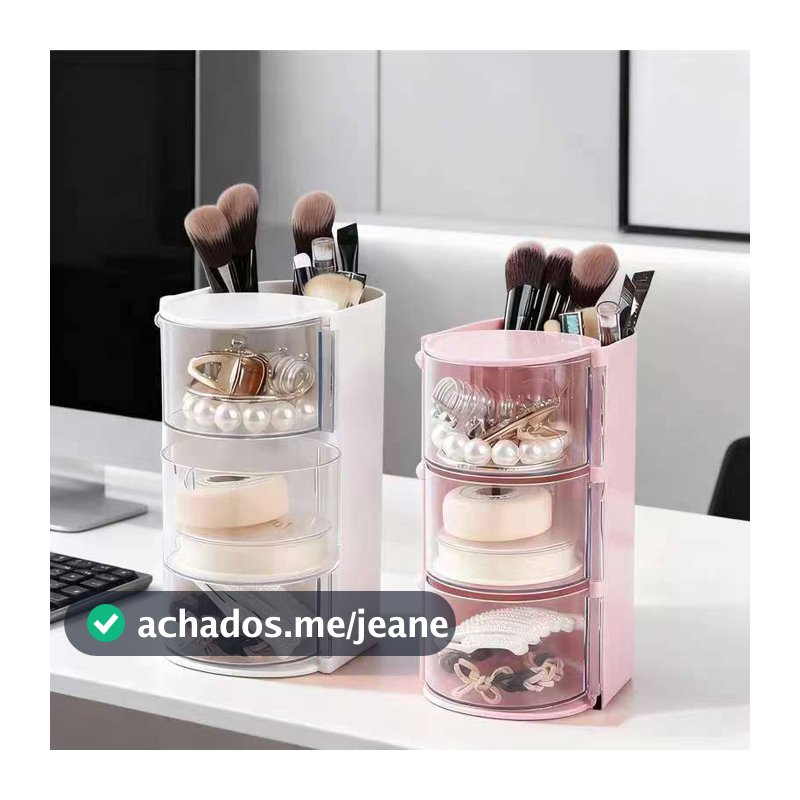 Organizador de Maquiagem 3 Camadas Multiuso com Gavetas Porta Pincéis e Cosméticos Design Moderno