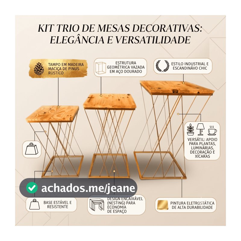 Kit 3 Mesa Ferro Teia P M G Decoração Evento Festa Casamento Chá Revelação Aniversário Pegue E Monte