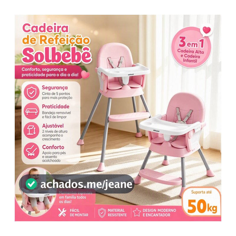 Cadeira De Alimentação Bebê Portátil Jantar Dobrável Multifunções Assento