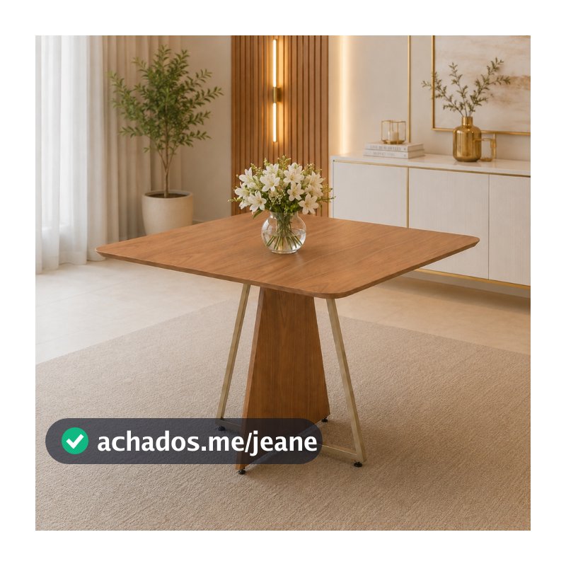 Mesa de Jantar Fascínio 80cm Tampo e Pé em MDF e Aço Carbono para Sala de Jantar Moderna - LH Móveis