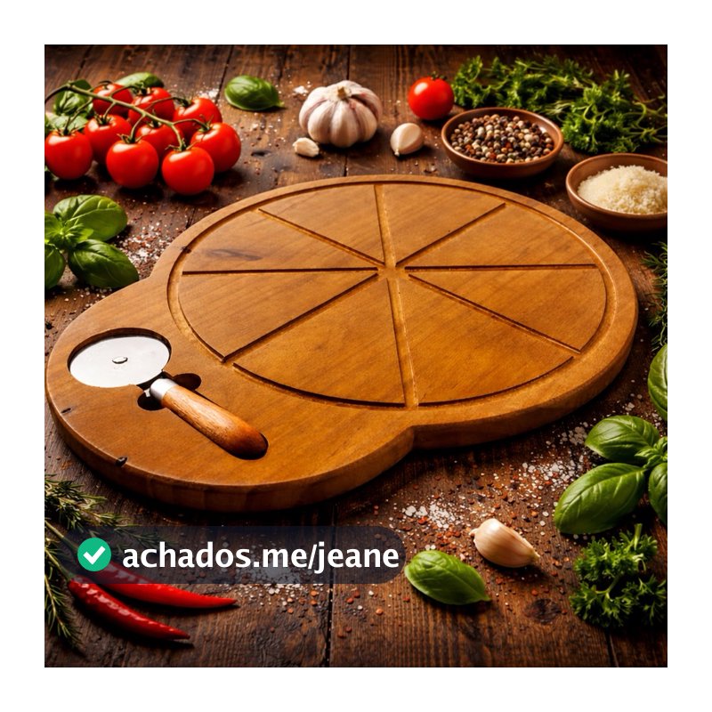 Tábua Para Pizza De 35 Cm Com Cortador Embutido Personalizado
