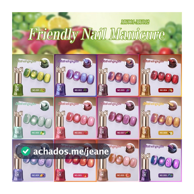 Esmalte em gel olho de gato kit com 12 - Coleção Frutas XD Original