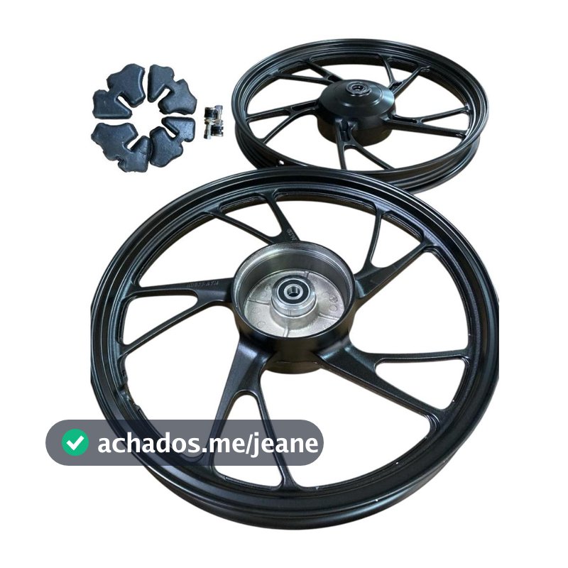 Jogo De Rodas Cg 150 Titan 150 Cg 160 Start Freio A Tambor (Lona) Pé De Galinha Cor Preto
