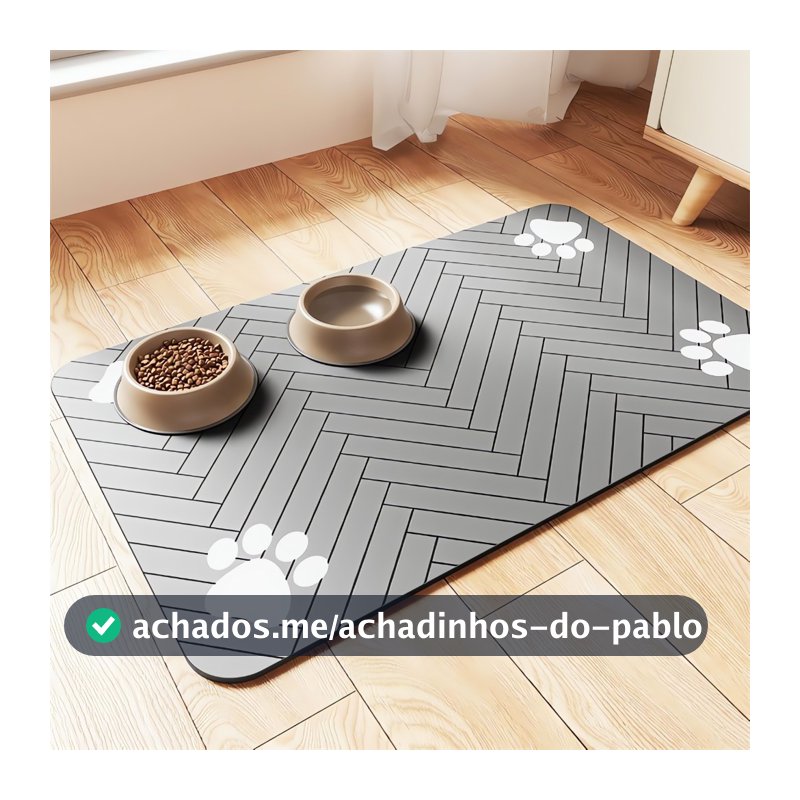 Tapete Pet Comedouro Cão/Gato, Anti-Respingos, Absorção Rápida, Secagem Imediata, Fácil Limpar