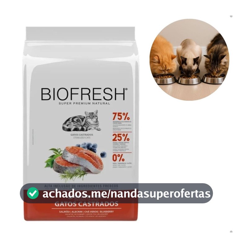 Ração Seca Biofresh para Gatos Castrados Salmão 7,5kg