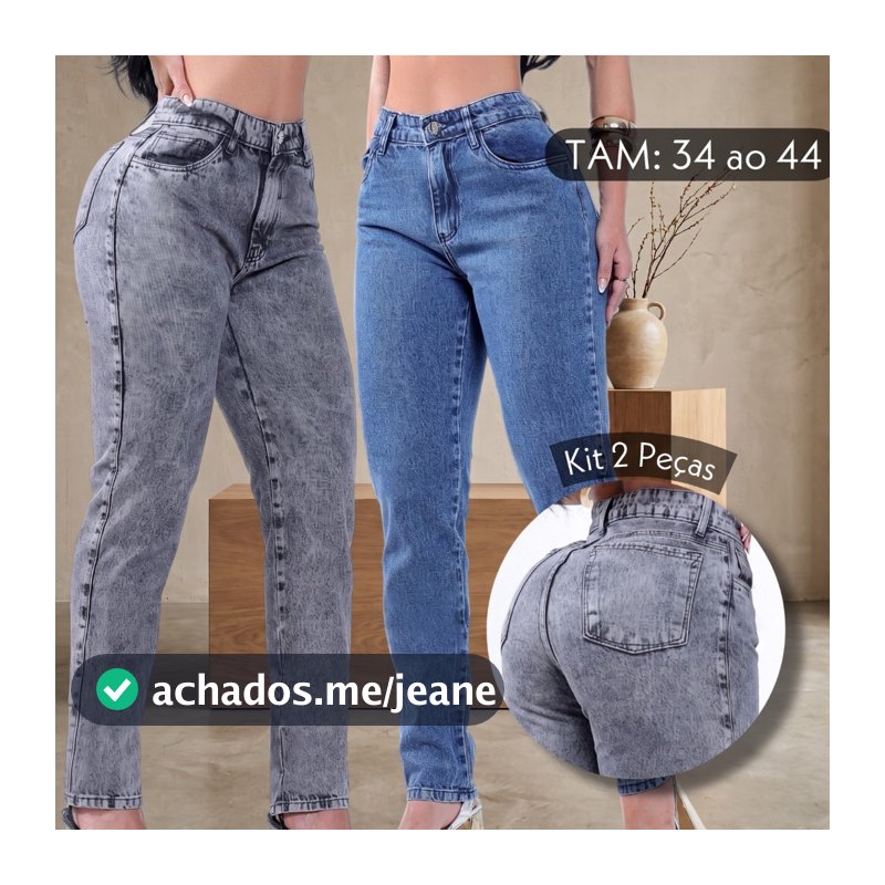 Kit 2 Calça Feminina Jeans Mom com Algodão 34 ao 44