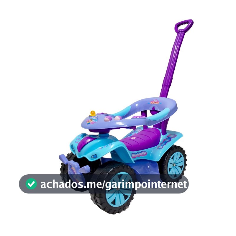 Carrinho Infantil Andador com Empurrador Volante Interativo Passeio 4 Rodas Brinquedo Criança