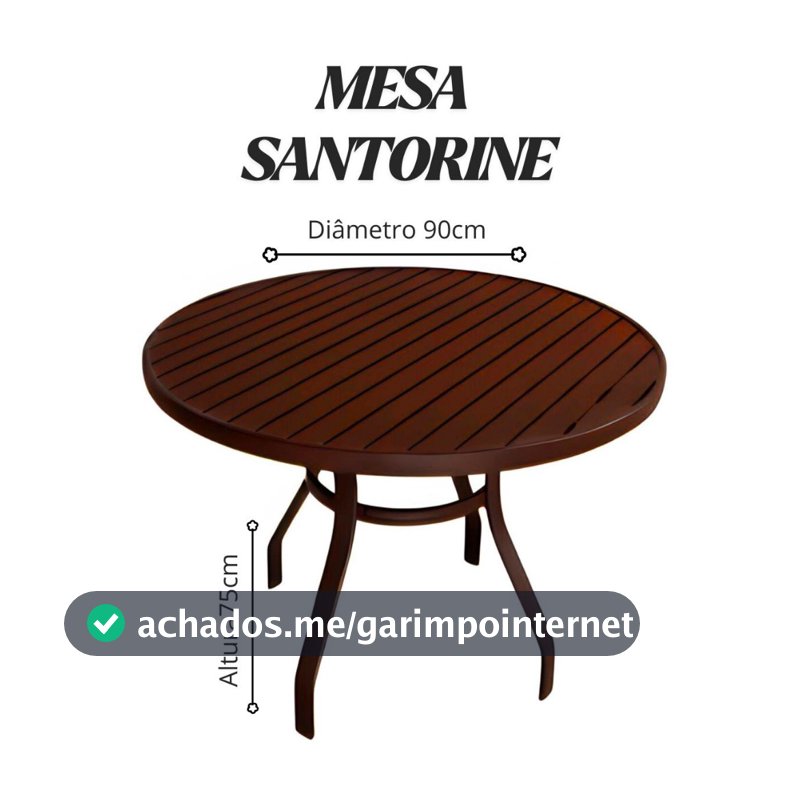 Mesa Santorini 90cm com Furo para Ombrelone em Alumínio Premium Piscina Clube Hotel e Resort