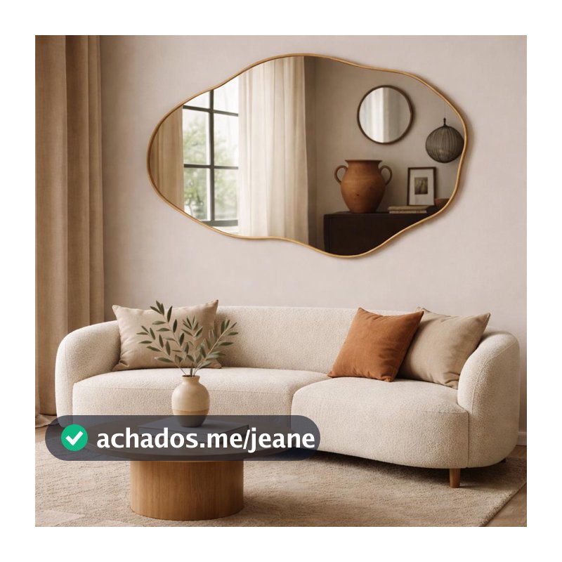 Espelho  Orgânico Grande Moldura Em Couro Corpo Inteiro Lançamento Quarto Sala Banheiro Hall Grande Moderno Luxo