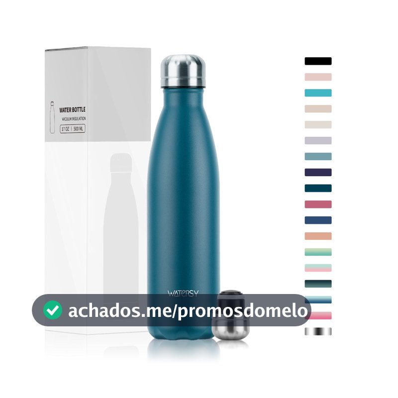 Garrafa Térmica WATERSY 500ml - 48h Frio! Perfeita para Academia, Futebol e Dia a Dia⚽🏋️