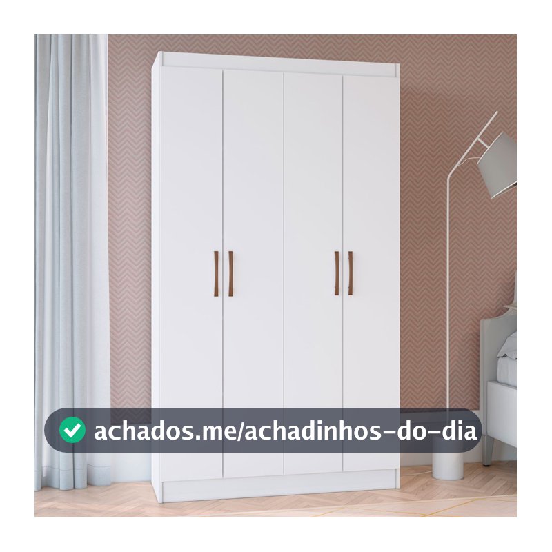 Guarda-Roupa Solteiro 4 Portas Lyon 8 Prateleiras 40467 Marrom