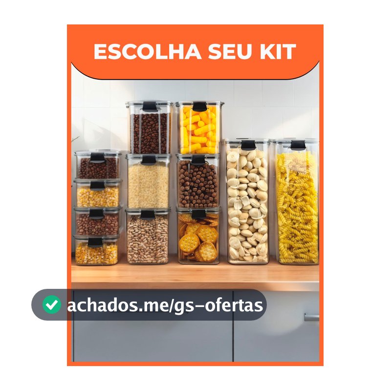 Kit Potes Herméticos Organizador de Mantimentos Transparente Com Trava BPA Free