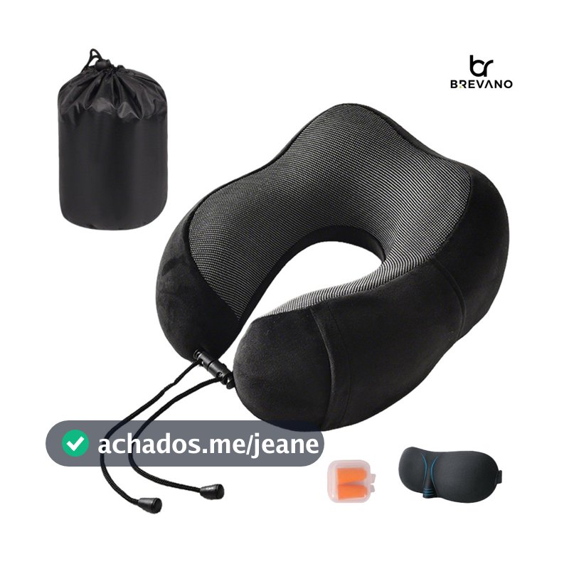 Kit Viagem Travesseiro Almofada Espuma Viscoelástica E Máscara Tapa Olho E Protetor Auricular