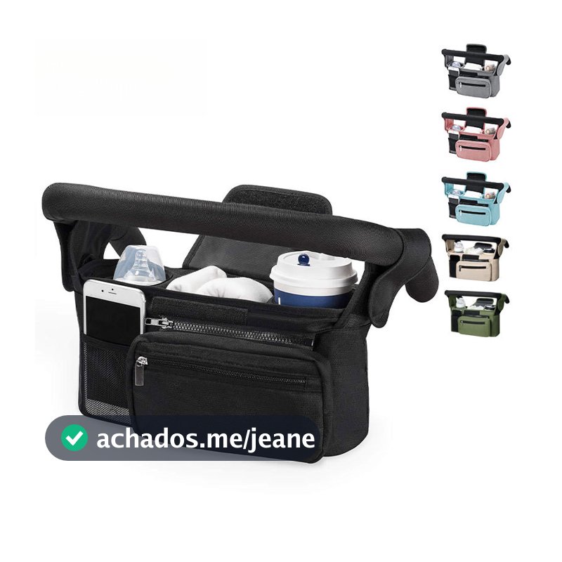 Organizador de Carrinho de Bebê 3 em 1: Bolsa de Ombro Velcro e Ganchos Grande Capacidade Suspensa Bolsa de Mamãe
