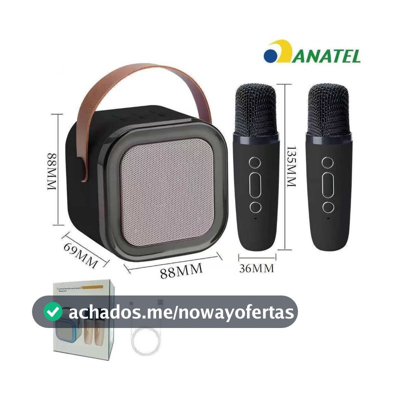 Caixa de Som Bluetooth Portátil RGB com Microfone Sem Fio Karaokê USB TF AUX LED Colorido Mini Speaker Potente