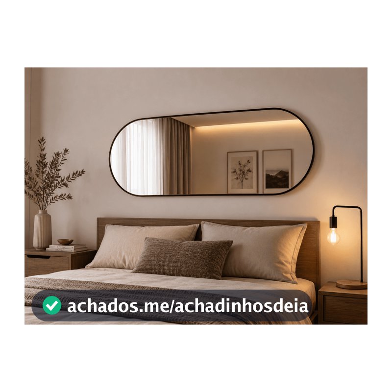 Espelho Oval Corpo Inteiro110x50 Grande Capsula Vertical Parede Com Moldura Quarto Sala Banheiro