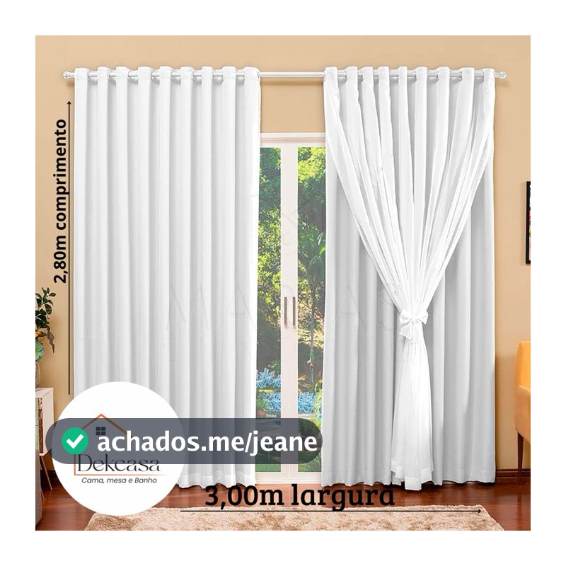 cortina Blackout PVC 3,00mx2,80m com tecido voil liso