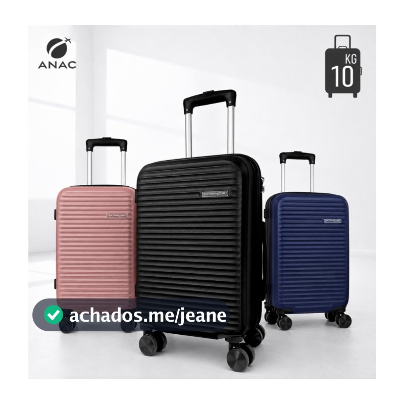 Mala de Viagem 10KG Rodas 360° Removíveis Padrão ANAC