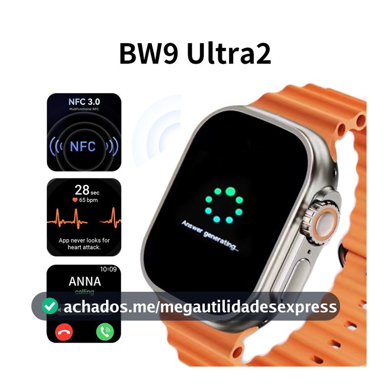 Apple Smartwatch BW9 ULTRA2 Series 8 Ultra Calculadora Cardíaca Monitoramento Da Frequência Relógio Inteligente