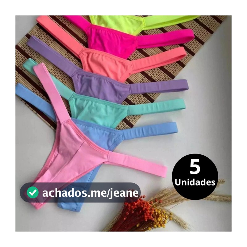 Kit C/5 Calcinha Fio Dental Fio Duplo Calcinha Feminina Lingerie Sensual