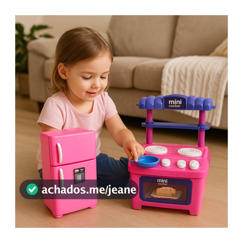 Brinquedo Infantil Freezer e Cooker Brincadeiras de Cozinha vem com 2 Panelas com Tampa 2 Pratos