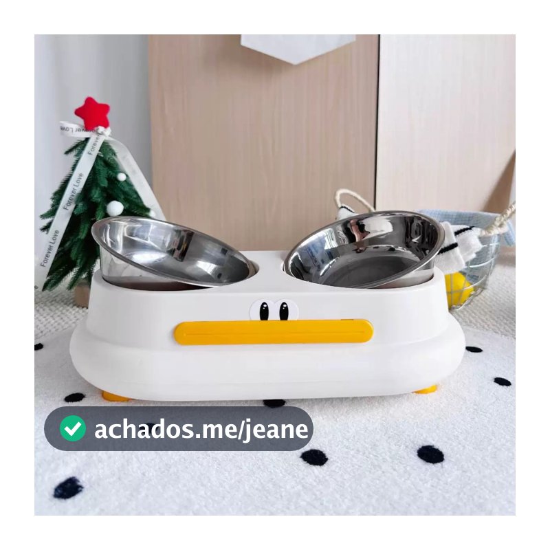 Estação de Alimentação Dupla para Gatos e Cães de Pequeno Porte – Formato de Patinho
