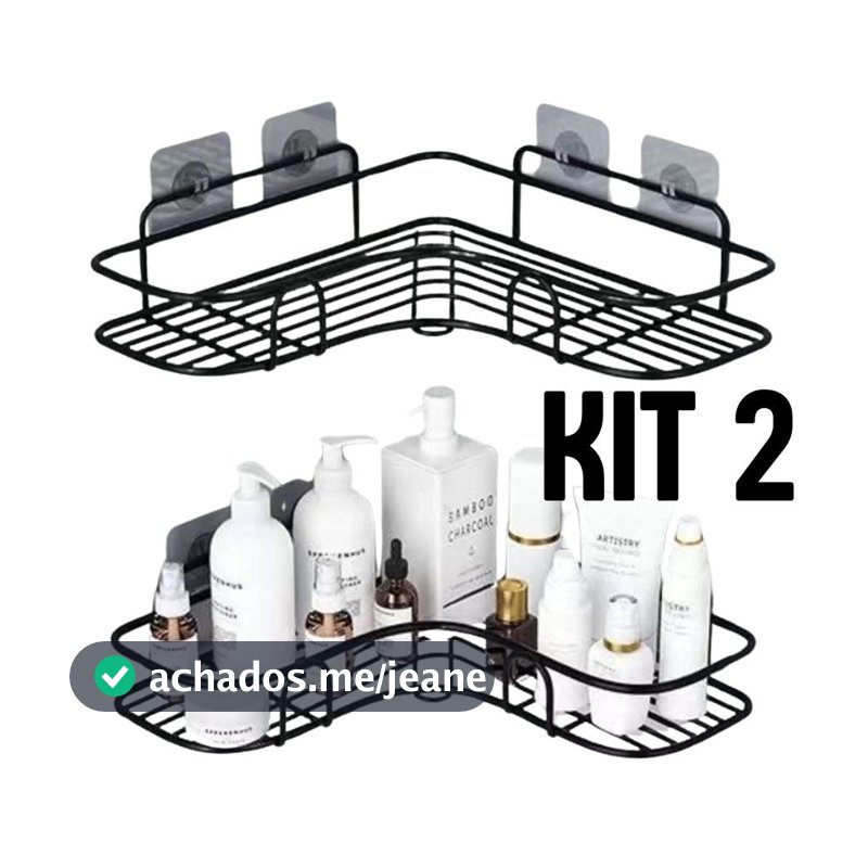 Kit 2 Prateleiras Suporte Com Alto Adesivos Para Parede Banheiro Cozinha lavanderia Shampoo