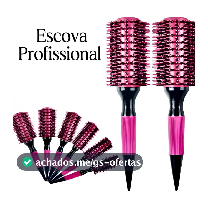 Escova De Cabelo Térmica Amarela ou Rosa Madeira Mista Com Cerdas De Javali