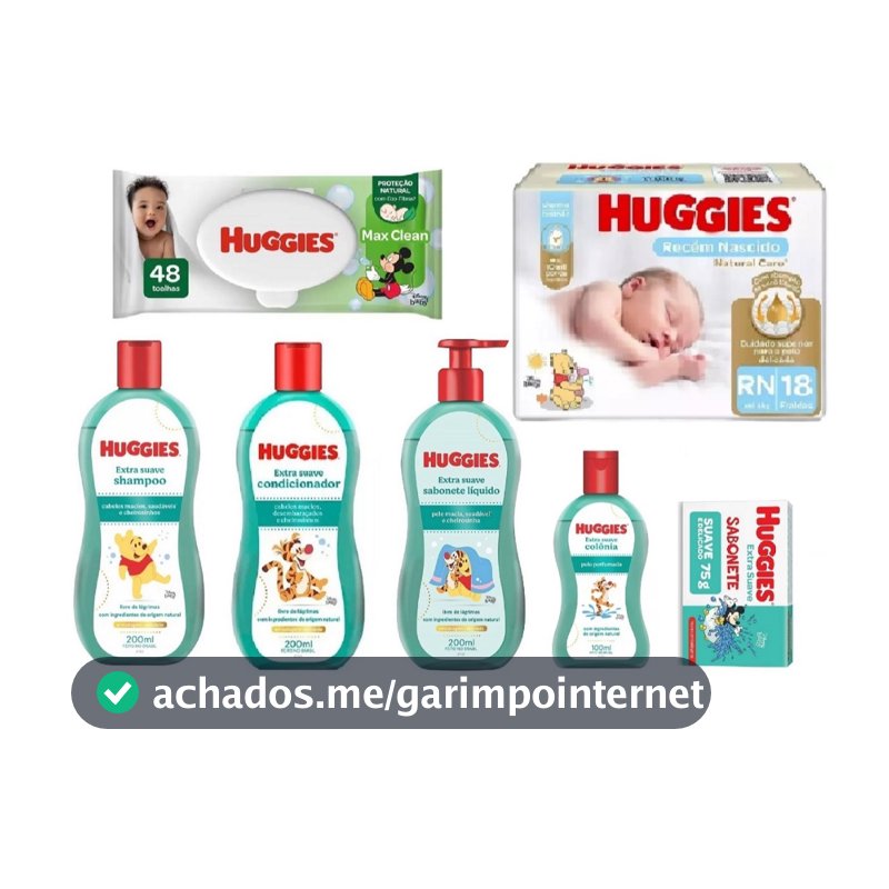 Kit Huggies Higiene Infantil Extra Suave Livre De Lágrimas Com Fralda E Lenço 7 Itens