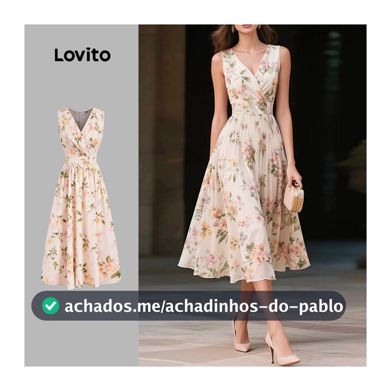 Lovito Elegante Vestido com Babados para Primavera/verão para mulheres L154ED406