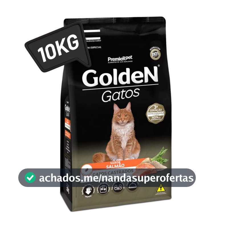 Ração Golden para Gatos Castrados – Sabor Salmão – 10,1kg
