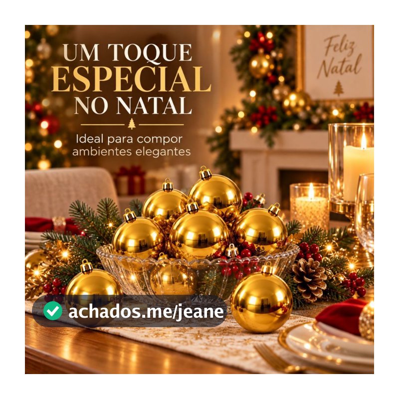 Kit 12 Bolas de Natal Douradas 4cm Lisas Enfeites para Árvore de Natal Bolinhas Decorativas Decoração Natalina