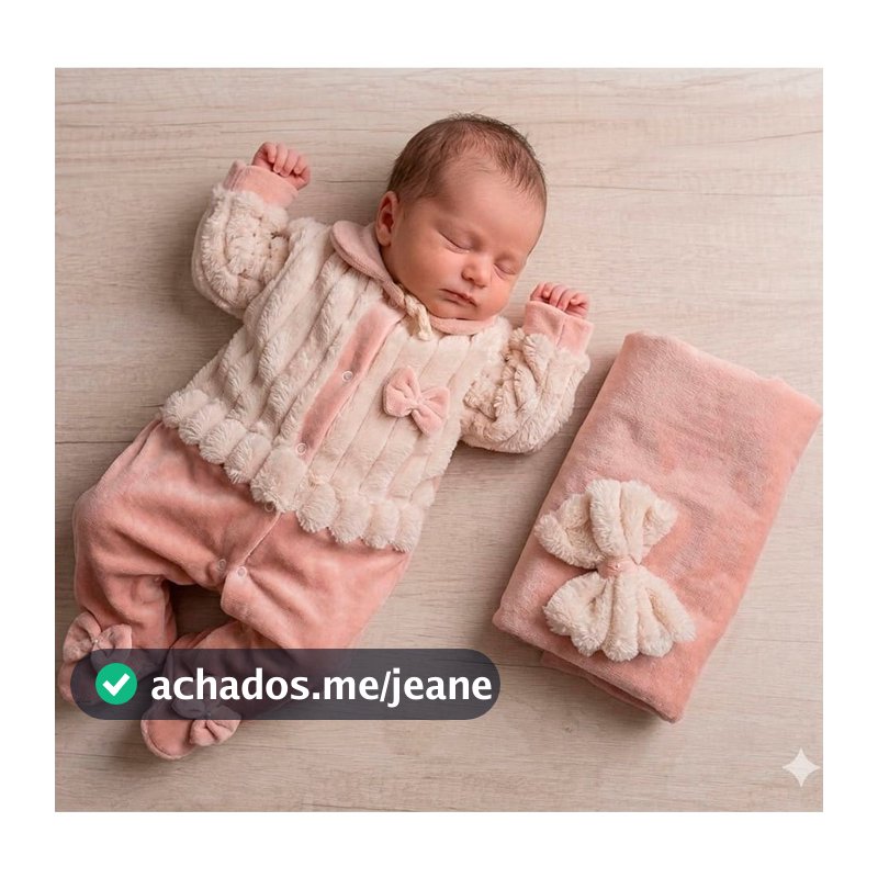 Saida de Maternidade Bebê Menina Plush Inverno Sintonia Alice Rosê com Manta