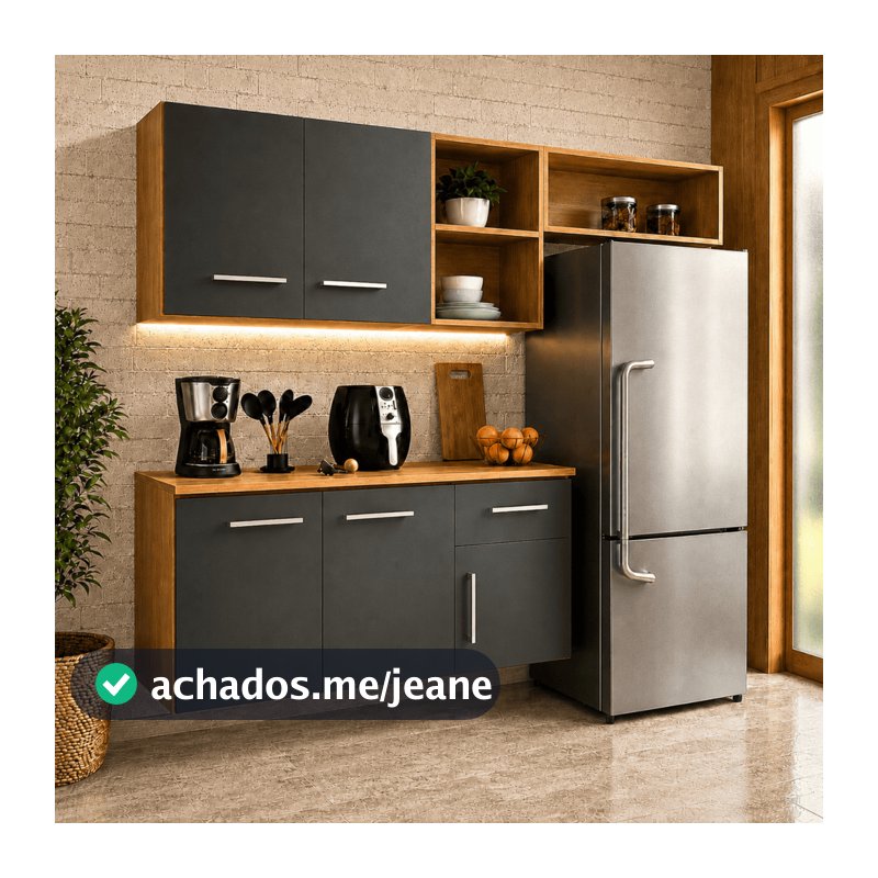 Armário de Cozinha Kit Aéreo e Balcão Compacta Cinamomo Nicho Gabinete Cozinha - Blue Moby