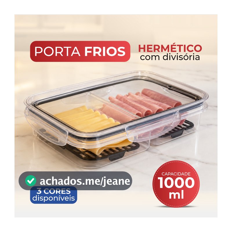Porta Frios com Tampa Hermética Divisórias com Escorredor Porta Queijo Marmita com Divisória Primax