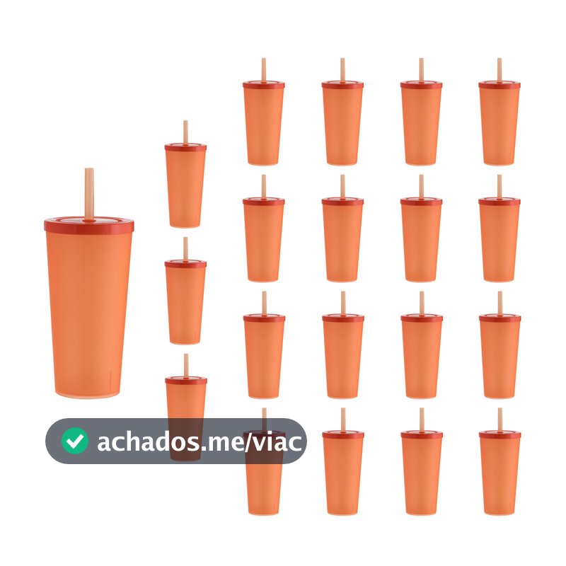 Copo de Acrilico Com Canudo 600ml 20pçs Life Cup Resistente