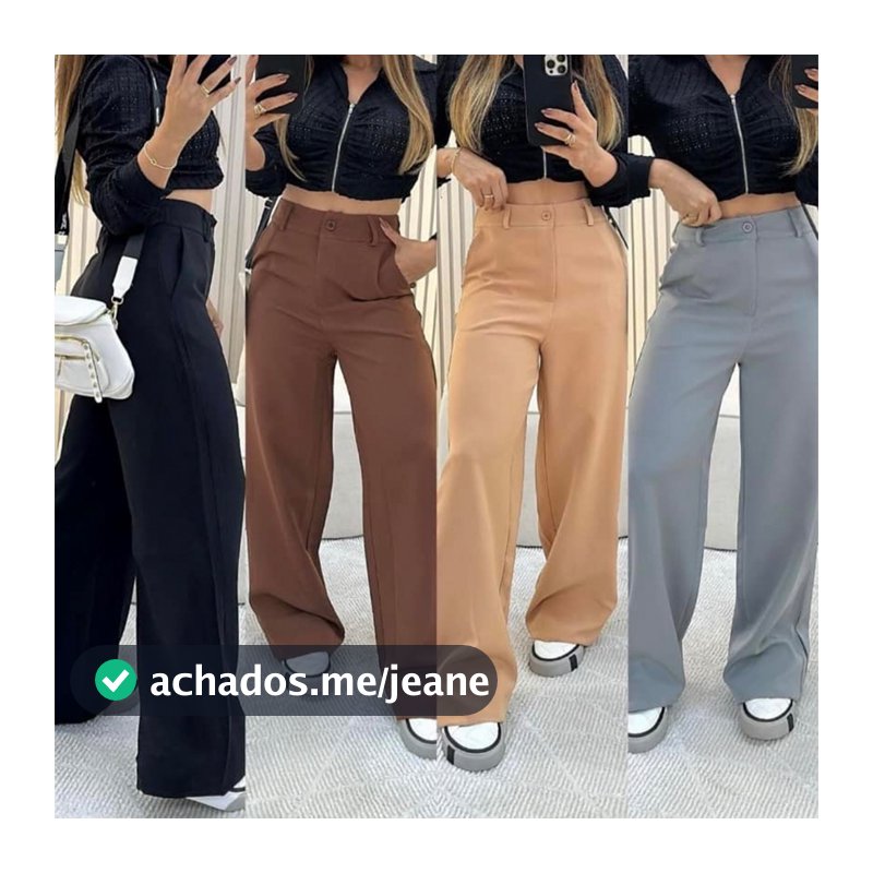 Calça Pantalona Alfaiataria Premium Cintura Alta Com Bolso PROMOÇÃO