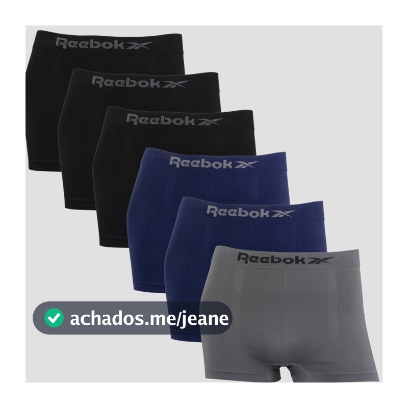 Kit 6 Cuecas Reebok Orignal Boxer Masculina Lisa Premium