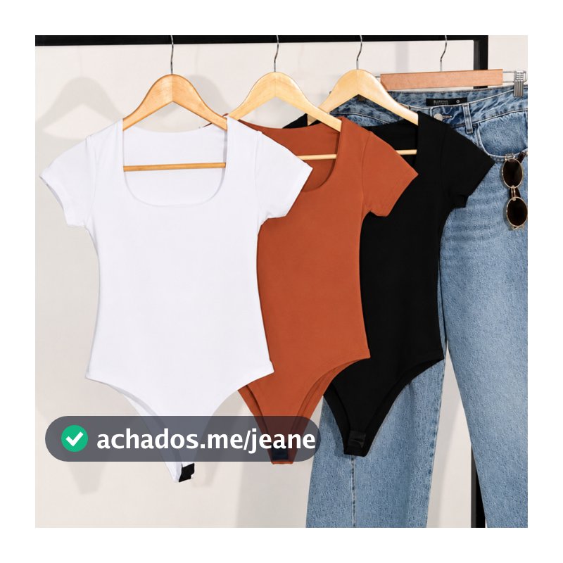 Kit 3 Body Feminino Decote Quadrado Manga Curta Tecido Suplex Moda Verão Tendência