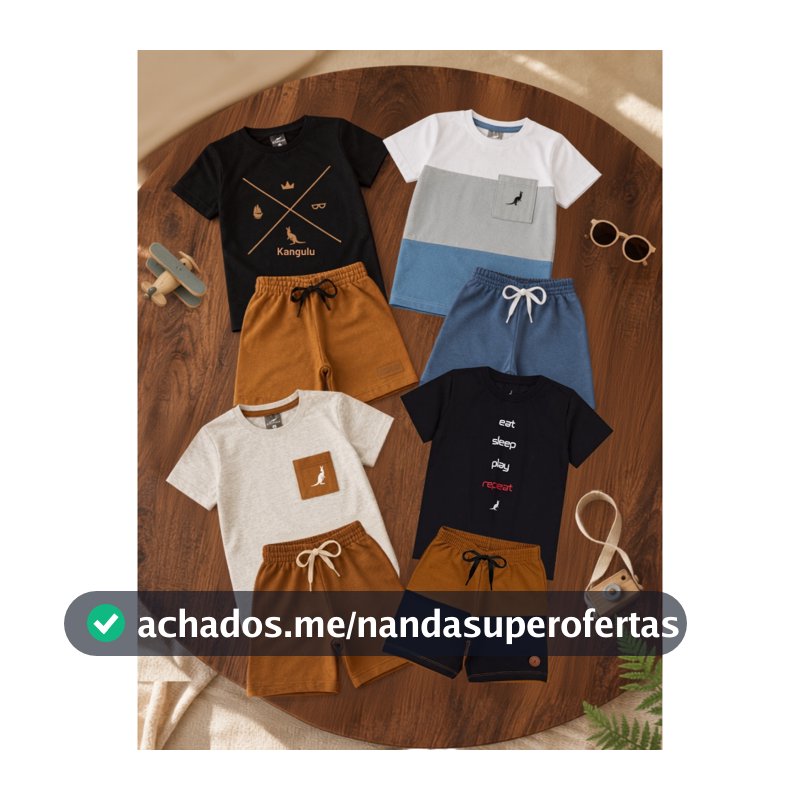 Kit 4 Peças 2 Conjunto Infantil Menino Verão Confortável 2 Camisas 2 Shorts Sortido Roupa Infantil Bebê 1 ao 12