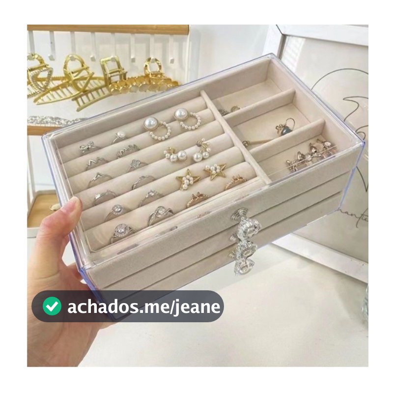 Porta Joia Acrílico Luxo com 3 Camadas- Brinco/ Anel/ Colar/ Pulseira caixa de joias de camada única