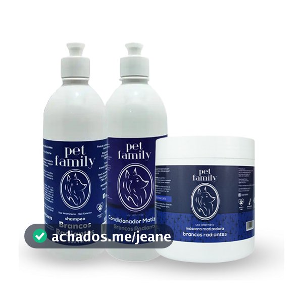 Kit Banho Pet Branqueador Com Shampoo Condicionador e Máscara Matizadora Pet Family