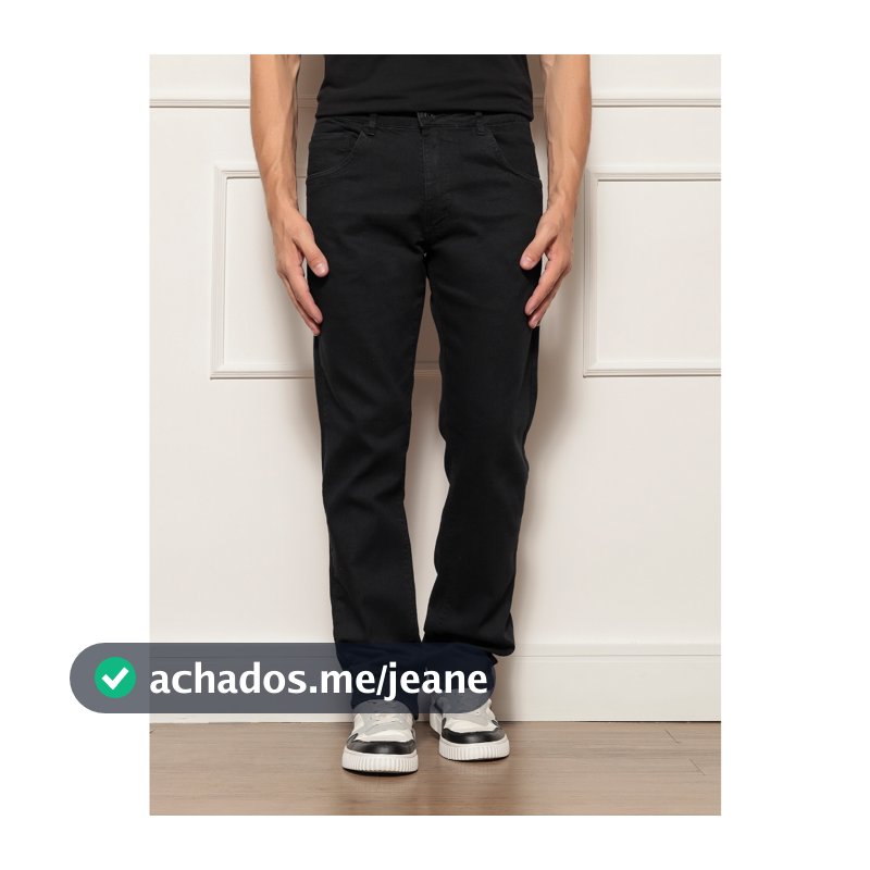 Calça Preta Masculina Jeans Tradicional Slim Premium