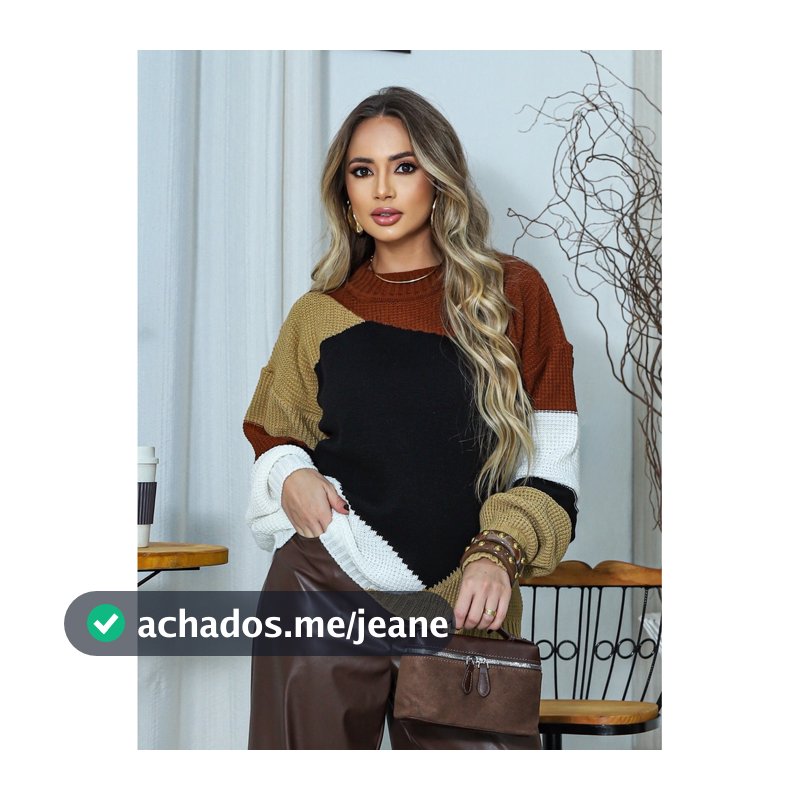 Blusa Feminina Estilosa Tricot Intarcia 3 Cores Lã Premium Manga Longa Inverno Roupa Feminina