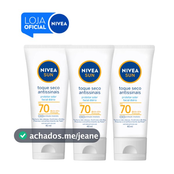 KIT NIVEA SUN Protetor Solar Facial Toque Seco Antissinais FPS 70 40ml - 3 unidades