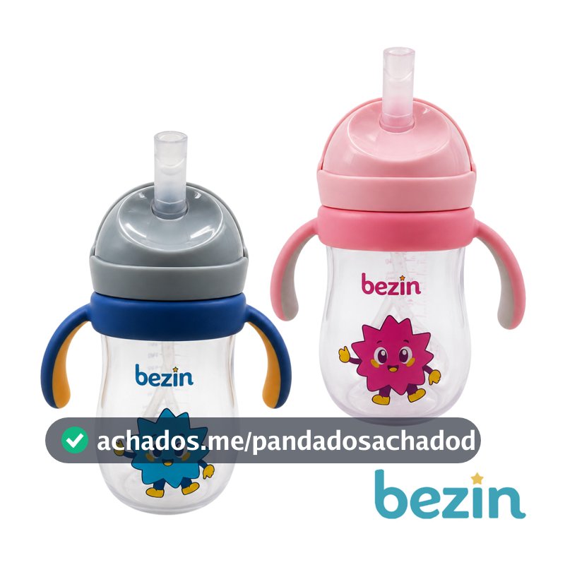 Bezin Copo Infantil Tritan 320ml Alça Removível Canudo Silicone Válvula Anticólica Evita Ingestão Ar +12m