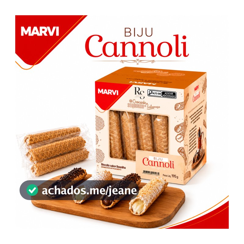 Casquinha Biju Cannoli Marvi 195g Cx 30 un ideal para Doces, Sobremesas e Recheios.